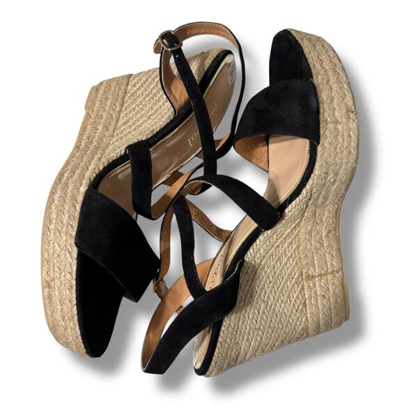 Maypol Black Suede Espadrille Wedge Sandals Open Toe Size 9.5 Made in Spain - Picture 5 of 10